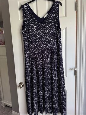 Coldwater Creek Navy with White Polka Dots Dress